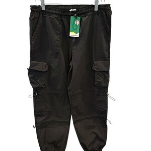HALARA Black Cargo Jogger Pants Size M Cotton Nylon Utility Drawstring‎